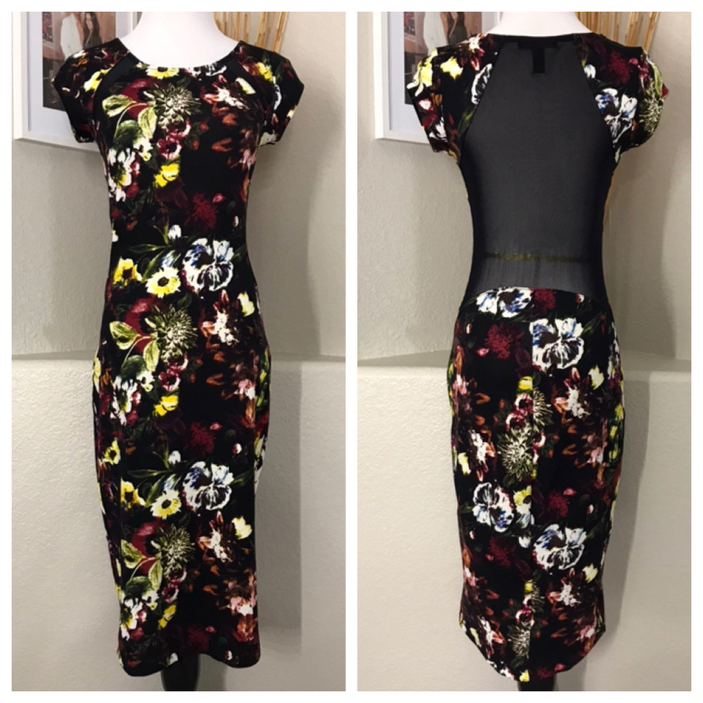 MATERIAL GIRL Floral & Mesh Midi Dress 00637